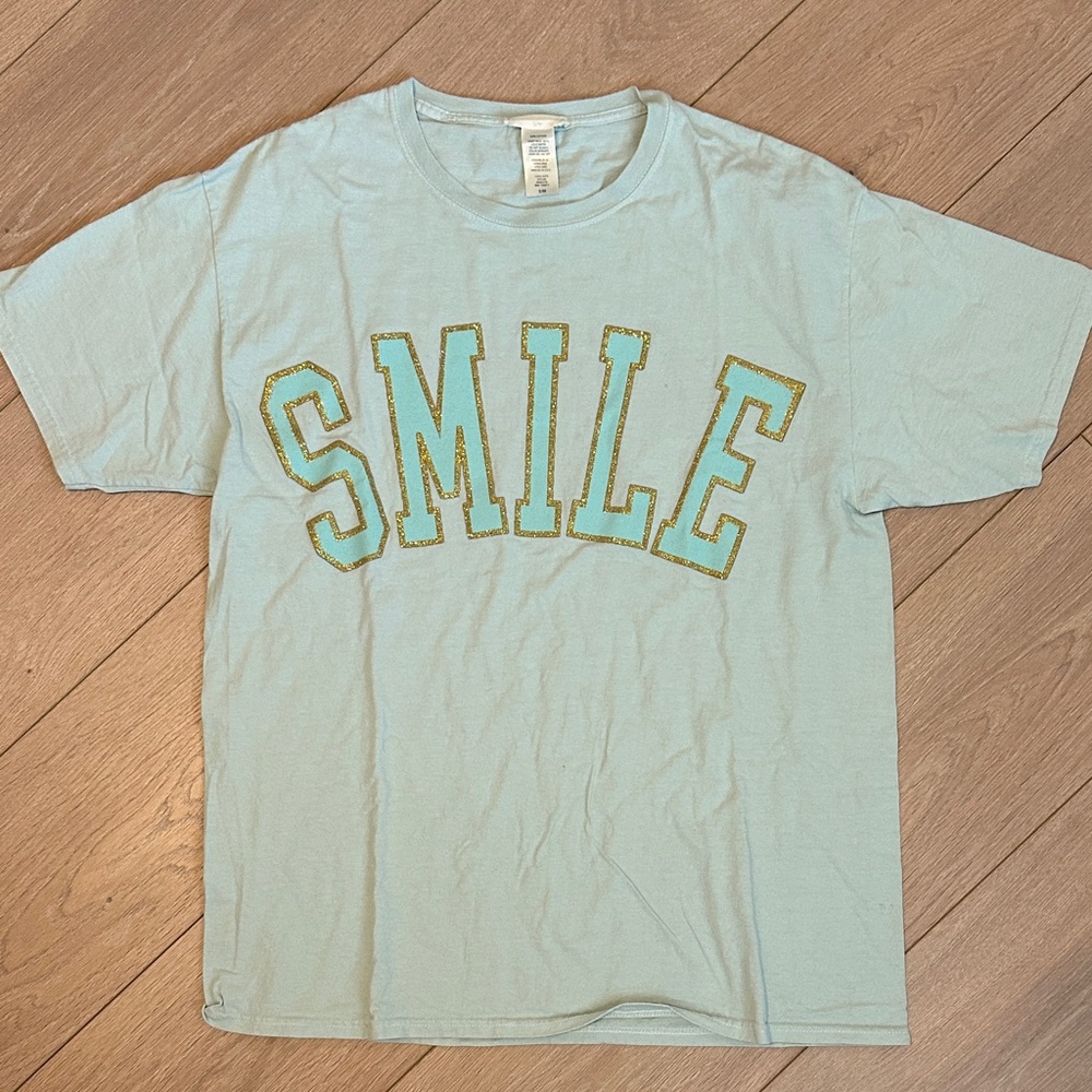 Altar’d State Light Blue 'Smile' T-Shirt